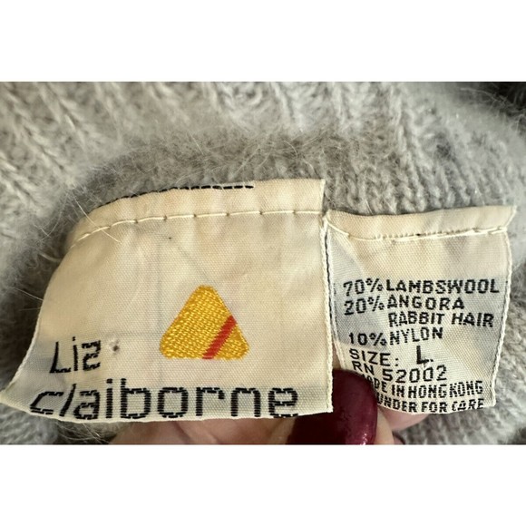 VTG LIZ CLAIBORNE Lamb's Wool & Angora Rabbit Hair Sweater Pullover Womens L - Picture 4 of 5